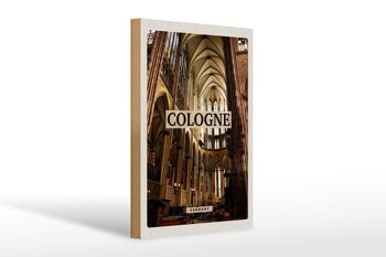Panneau en bois voyage 20x30cm intérieur de la cathédrale de l'église de Cologne Allemagne 1