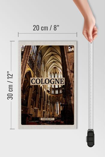 Panneau en bois voyage 20x30cm intérieur de la cathédrale de l'église de Cologne Allemagne 4
