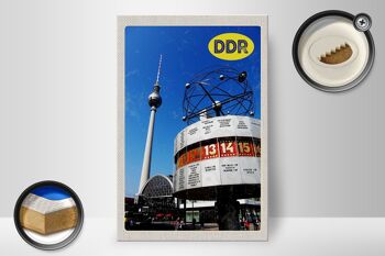 Panneau en bois voyage 20x30cm Berlin Alexanderplatz horloge mondiale 2