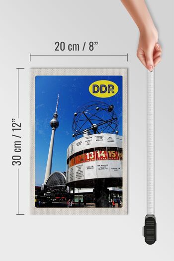 Panneau en bois voyage 20x30cm Berlin Alexanderplatz horloge mondiale 4