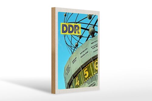 Holzschild Reise 20x30cm Berlin Deutschland Weltzeituhr DDR