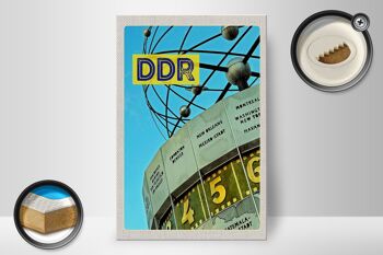 Panneau en bois voyage 20x30cm Berlin Allemagne horloge mondiale RDA 2