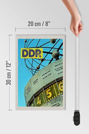 Panneau en bois voyage 20x30cm Berlin Allemagne horloge mondiale RDA 4