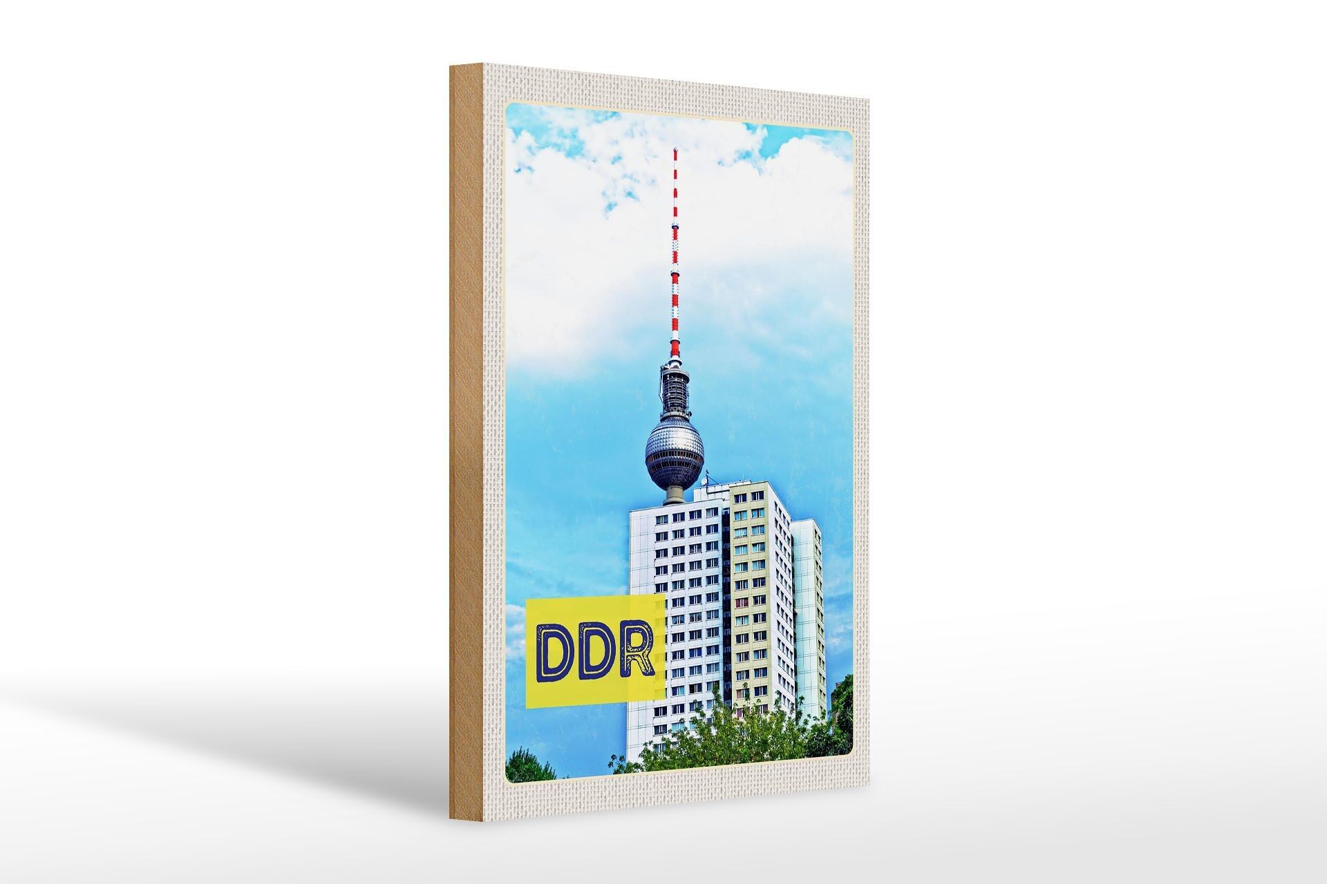 Cartel de madera viaje 20x30cm Berlin Trip TV Tower RDA