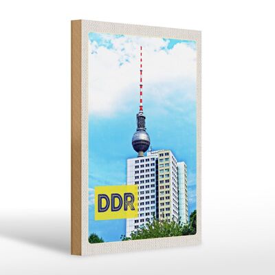 Cartel de madera viaje 20x30cm Berlin Trip TV Tower RDA