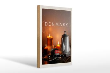 Panneau en bois voyage 20x30cm Danemark théière bougies nappe 1
