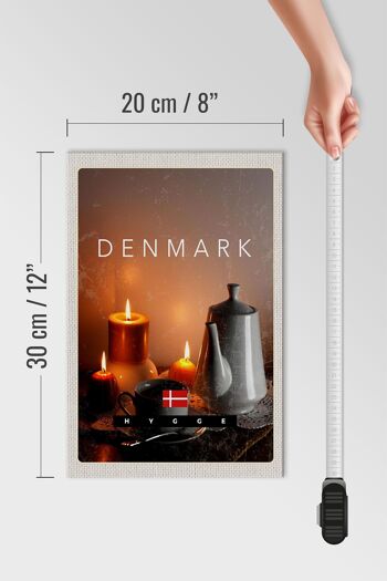 Panneau en bois voyage 20x30cm Danemark théière bougies nappe 4