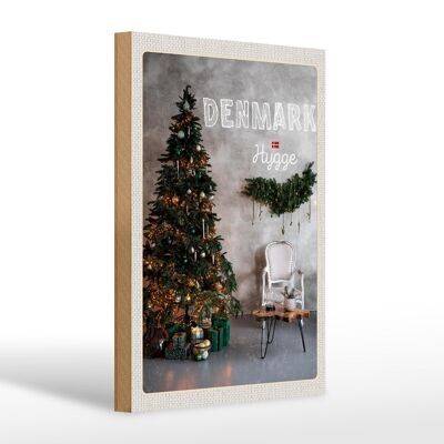 Wooden sign travel 20x30cm Denmark Christmas Christmas tree