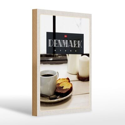 Cartel de madera viaje 20x30cm Dinamarca café mármol pastel apartamento