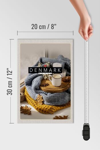 Panneau en bois voyage 20x30cm Danemark pull en laine tasse cannelle 4
