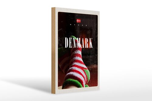 Holzschild Reise 20x30cm Dänemark Socken gemütlich Winterzeit