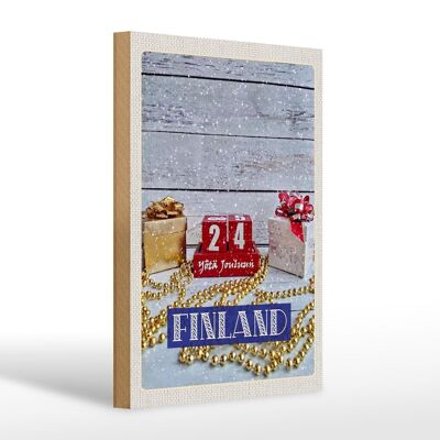 Cartel de madera viaje 20x30cm Finlandia Navidad Yötä Jouluun