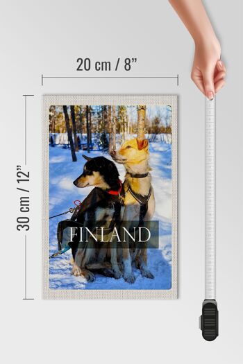 Panneau en bois voyage 20x30cm Finlande neige hiver chiens de forêt 4