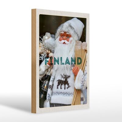 Cartello in legno da viaggio 20x30 cm Finlandia Natale Babbo Natale