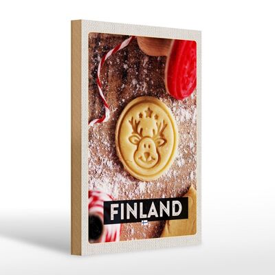 Cartel de madera viaje 20x30cm Finlandia galletas Navidad