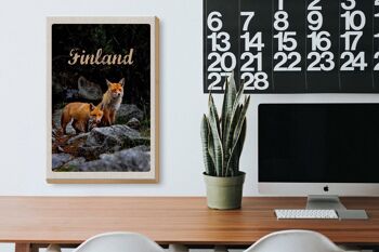 Panneau en bois voyage 20x30cm Finlande renards animaux de la forêt nature 3
