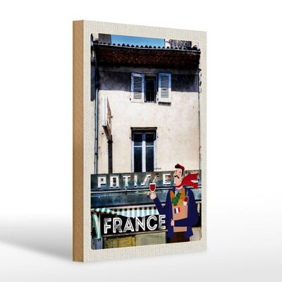 Cartello in legno da viaggio 20x30 cm Francia architettura ristorante