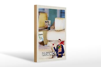 Panneau en bois voyage 20x30cm France différents fromages 1