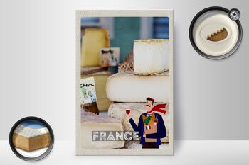 Panneau en bois voyage 20x30cm France différents fromages 2