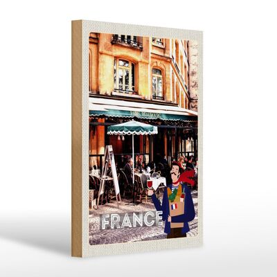 Cartello in legno da viaggio 20x30 cm Francia ristorante città vino