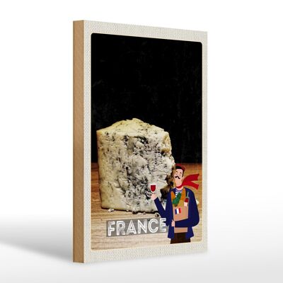 Cartel de madera viaje 20x30cm Francia molde queso tradición