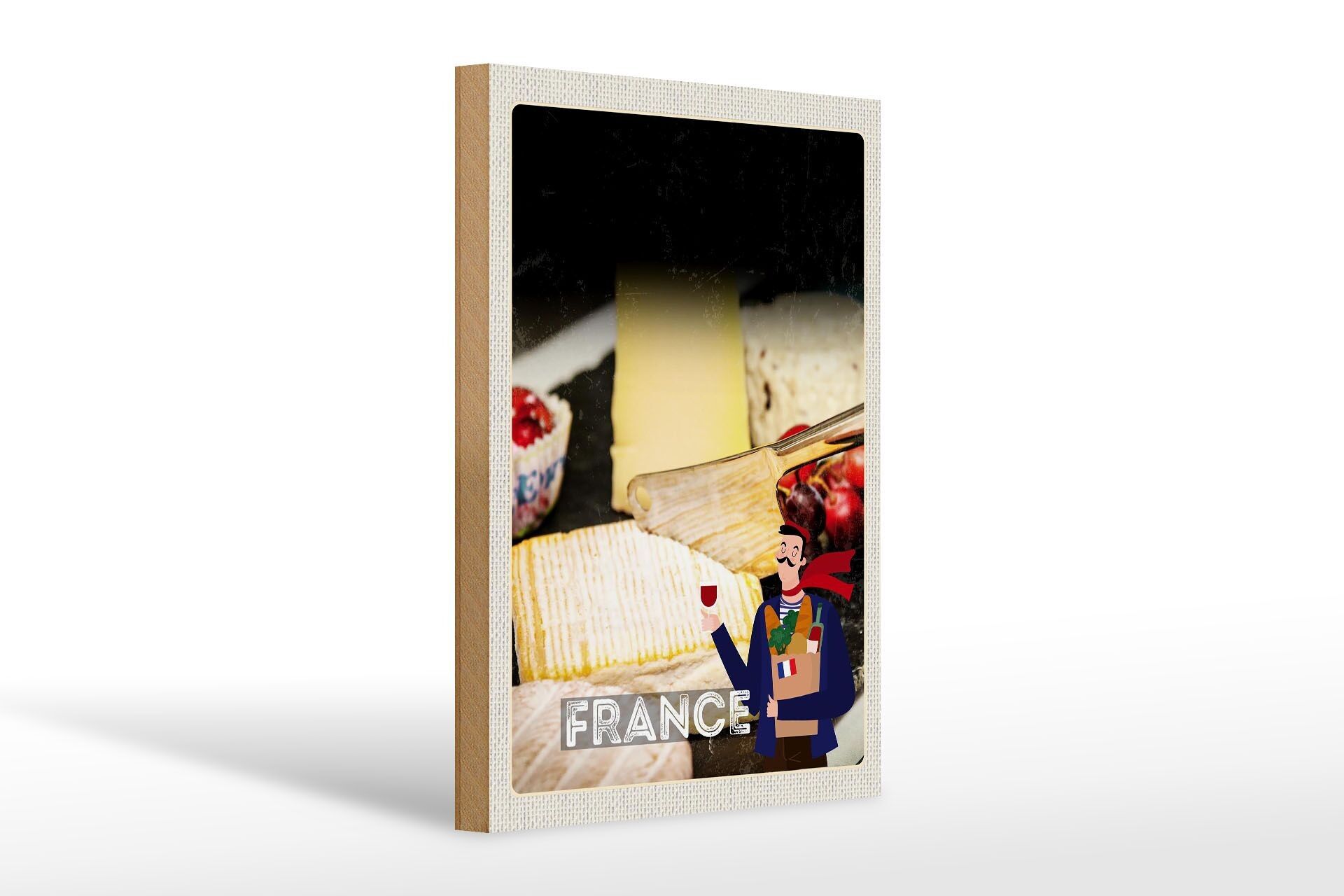 Cartello in legno da viaggio 20x30 cm Francia Camembert formaggio a muffa