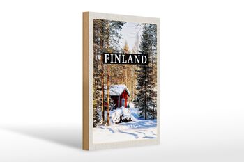 Panneau en bois voyage 20x30cm Finlande hiver forêt de neige 1