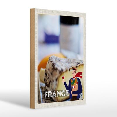 Cartel de madera viaje 20x30cm Francia queso Emmentaler