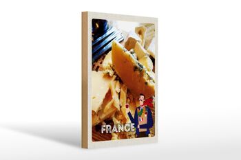 Panneau en bois voyage 20x30cm France fromages vin baguette 1