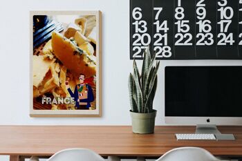 Panneau en bois voyage 20x30cm France fromages vin baguette 3