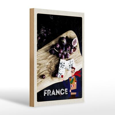 Cartello in legno da viaggio 20x30 cm Francia uva fichi formaggio