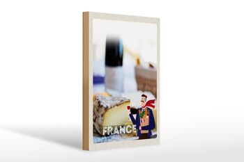 Panneau en bois voyage 20x30cm France moule fromage croissant 1
