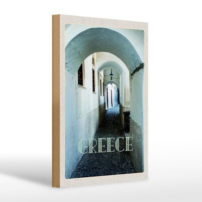 Wooden sign travel 20x30cm Greece Greece building