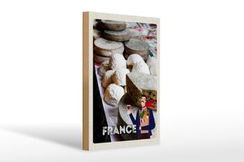 Panneau en bois voyage 20x30cm France moule fromage vin nourriture 1