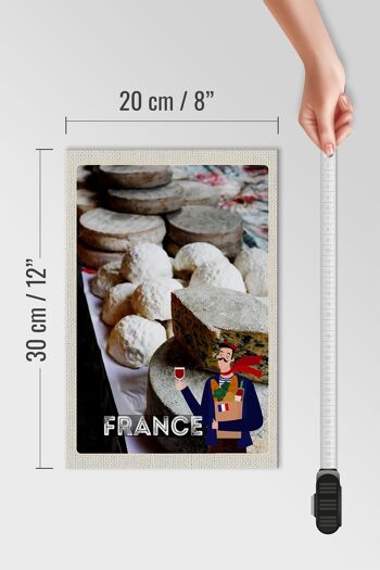 Panneau en bois voyage 20x30cm France moule fromage vin nourriture 4