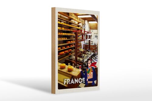 Holzschild Reise 20x30cm Frankreich Käsemaschine Produktion