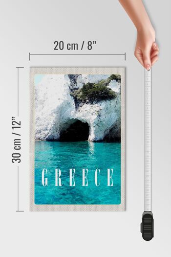 Panneau en bois voyage 20x30cm Grèce mer plage vacances en pierre 4