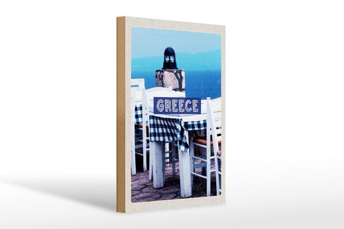 Holzschild Reise 20x30cm Greece Griechenland Restaurant Meer