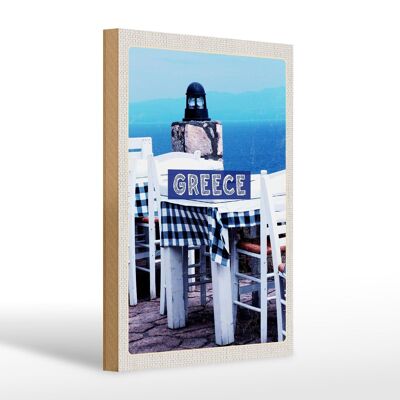 Panneau en bois voyage 20x30cm Grèce Grèce restaurant mer