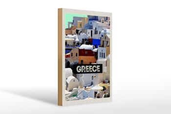 Panneau en bois voyage 20x30cm Grèce Grèce maisons vacances 1
