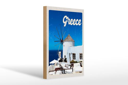 Holzschild Reise 20x30cm Greece Griechenland weiße Häuser