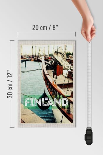 Panneau en bois voyage 20x30cm Finlande eau mer bateau vacances 4