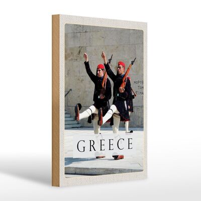Cartello in legno da viaggio 20x30 cm Grecia Cappello soldati greci
