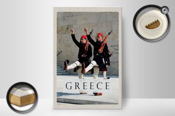 Panneau en bois voyage 20x30cm Grèce Chapeau de soldats Grèce 2