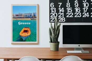 Panneau en bois voyage 20x30cm Grèce Grèce mer bateau plage 3