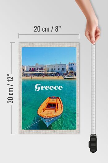 Panneau en bois voyage 20x30cm Grèce Grèce mer bateau plage 4