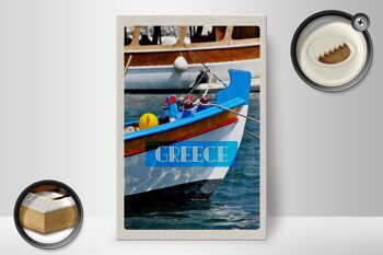 Panneau en bois voyage 20x30cm Grèce Grèce été bateau mer 2