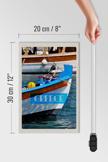 Panneau en bois voyage 20x30cm Grèce Grèce été bateau mer 4