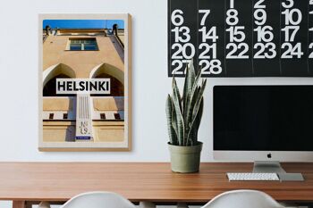 Panneau en bois voyage 20x30cm Helsinki Finlande bâtiment vacances 3