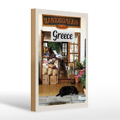 Cartel de madera viaje 20x30cm Grecia Grecia perro